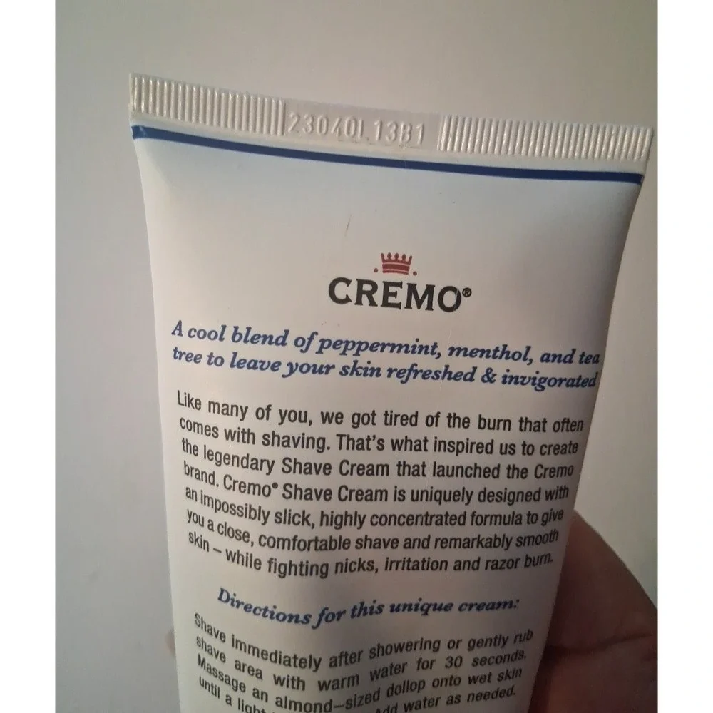 Cremo Cooling Formula Shave Cream Refreshing Mint, 6 Fl. Oz. New
